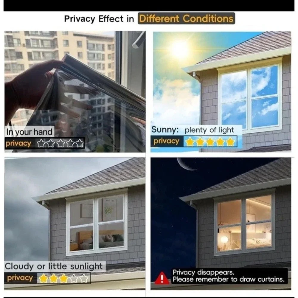 Window Privacy Static Cling Sun Blocking Reflective Silver 29.5x157.4 - 2pk